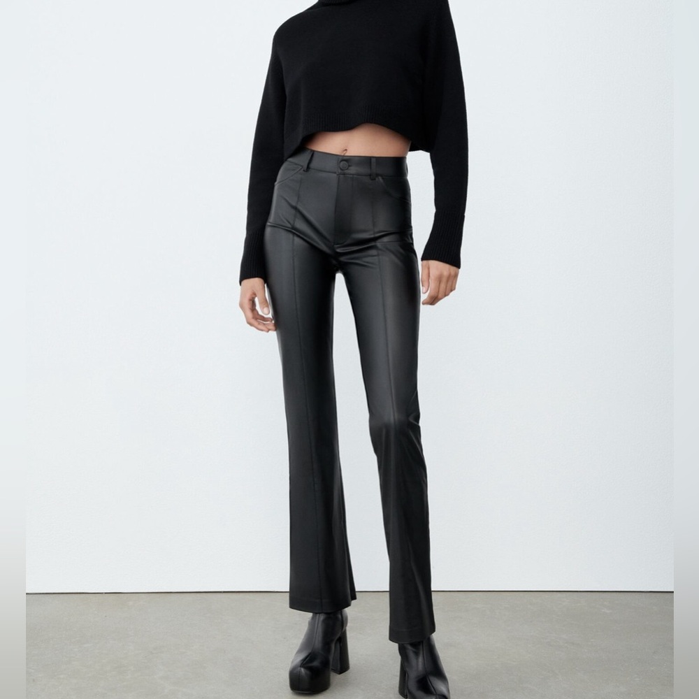 Zara faux leather flare pants